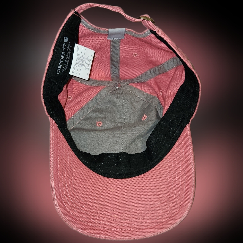 Carhartt Womens Pink & White Canvas Script Graphic Classic Ball Cap One Size - Picture 8 of 8